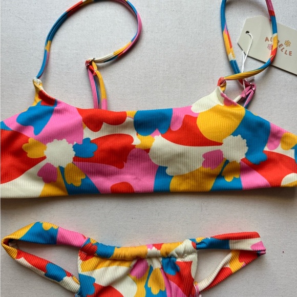 Aurelle Monaco Bikini Medium Bold Floral High Cut Two Piece Retro Swimwear - Picture 3 of 7